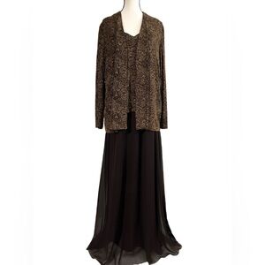 Alex Evenings Brown,gold Formal Dress with Jacket 2-PIECE -  NWOT | 20W